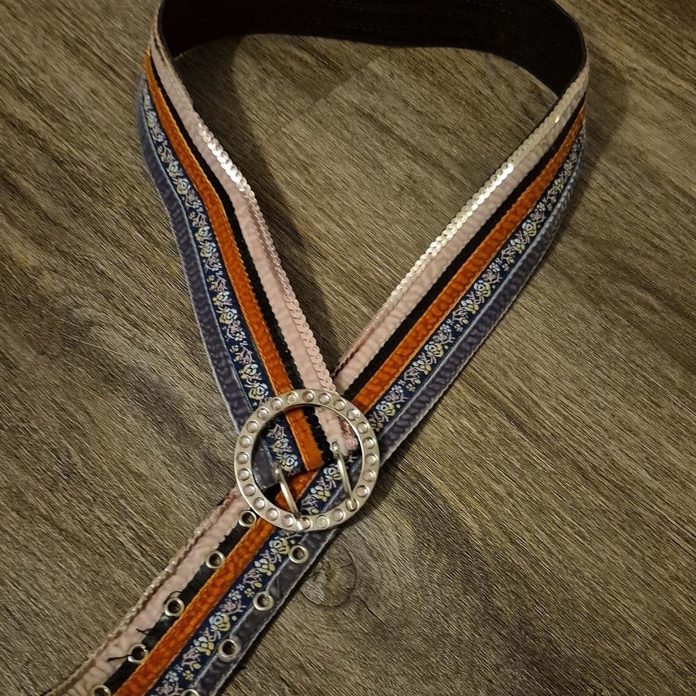 Bohemian Multicolor Embroidered Rhinestone Belt - Picture 2 of 5